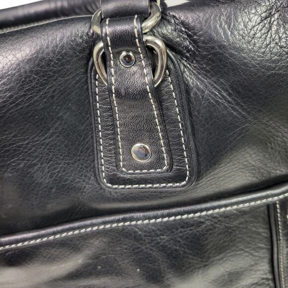 Levenger Leather Laptop Bag Black Padded Sleeve Shoulder Strap Handle Briefcase - Picture 11 of 16